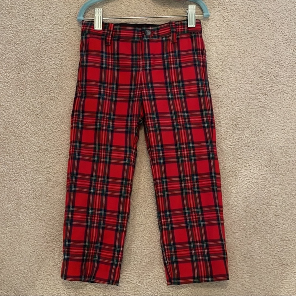 Janie and Jack Red Plaid Kids Bottoms and matching bow tie